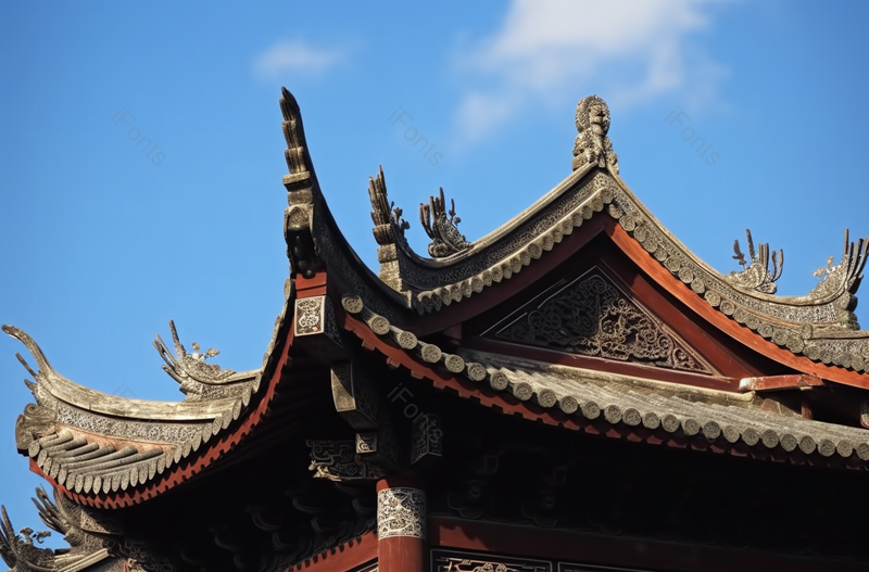 蓝天白云下建筑物外部特写实拍摄影图,高清,摄影图,摄影图片,图片大全,摄影图免费下载